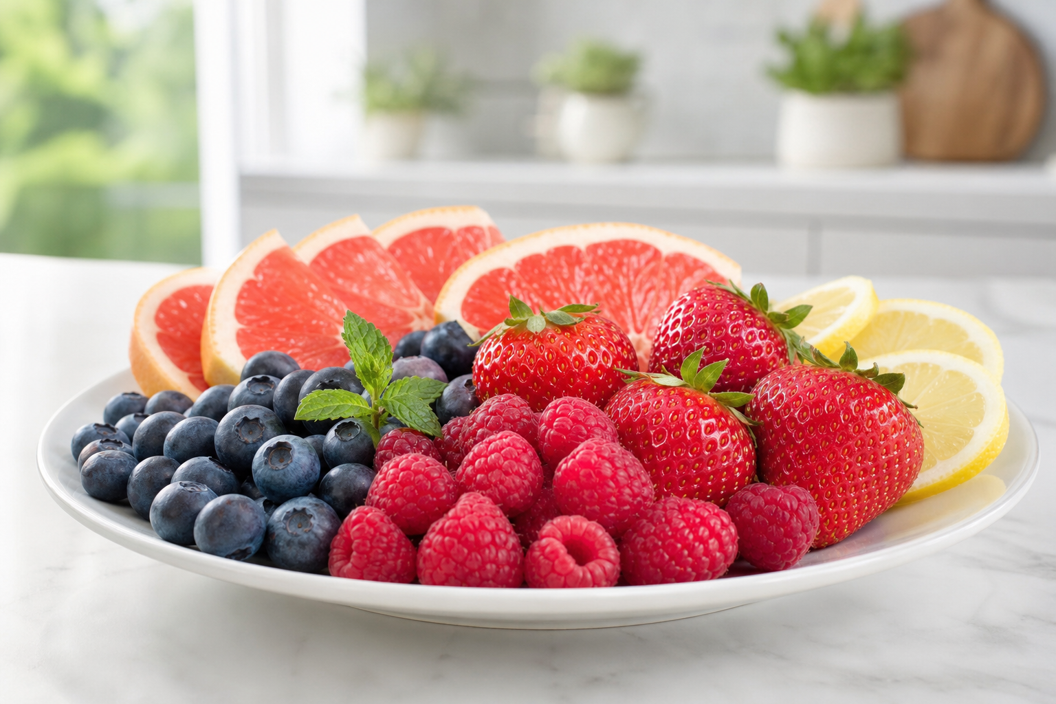 Fresh berries and citrus fruits