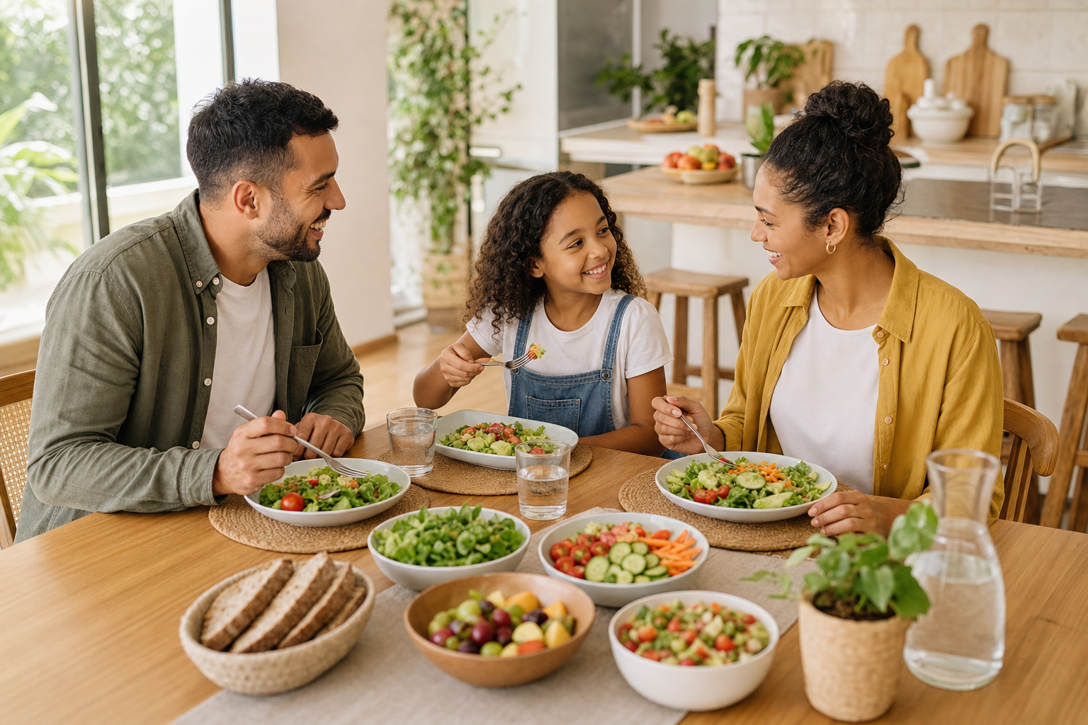 Family enjoying healthy nutrition together